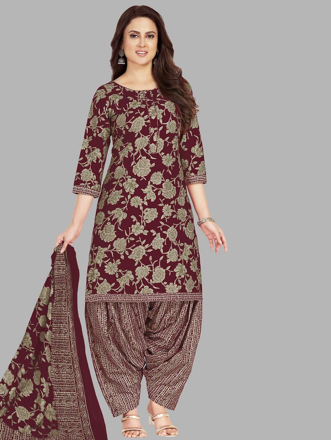 women floral printed unstitched salwar suit set