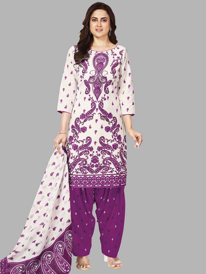 women printed unstitched salwar suit set