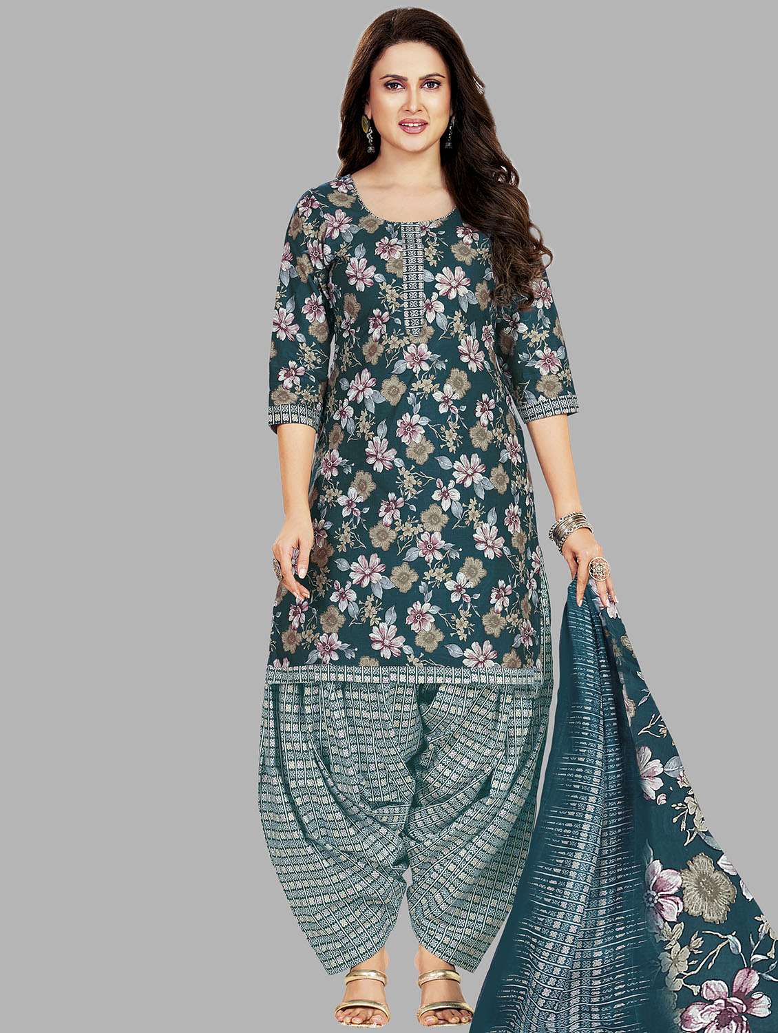 women floral printed unstitched salwar suit set