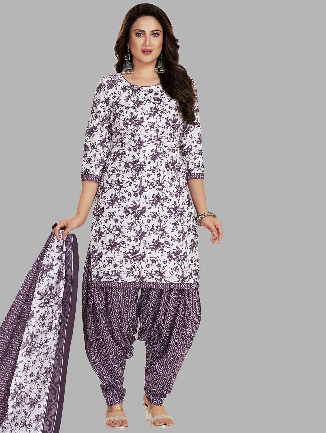 women floral printed unstitched salwar suit set