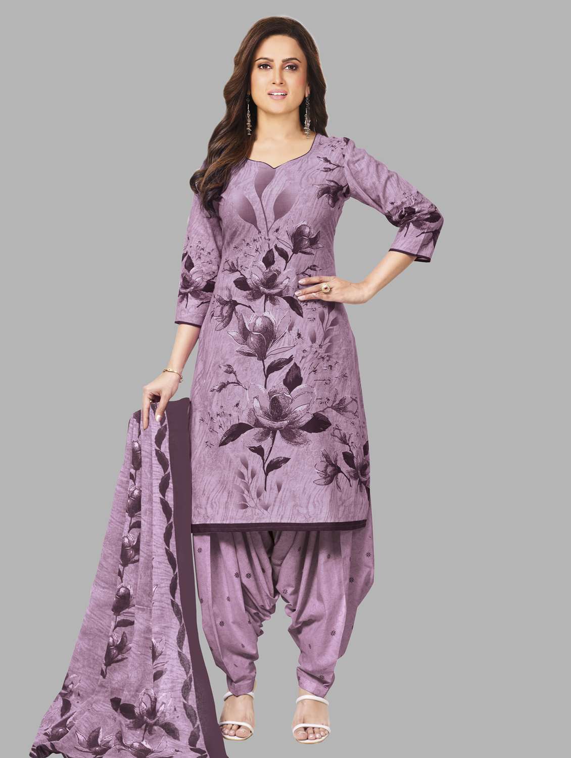 women floral printed unstitched salwar suit set