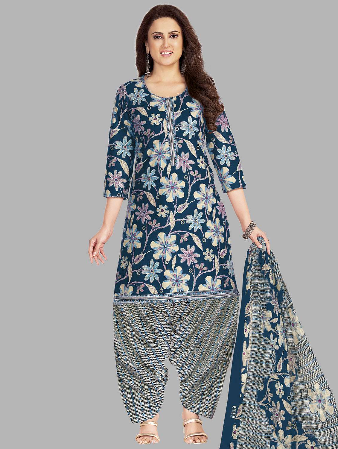 women floral printed unstitched salwar suit set