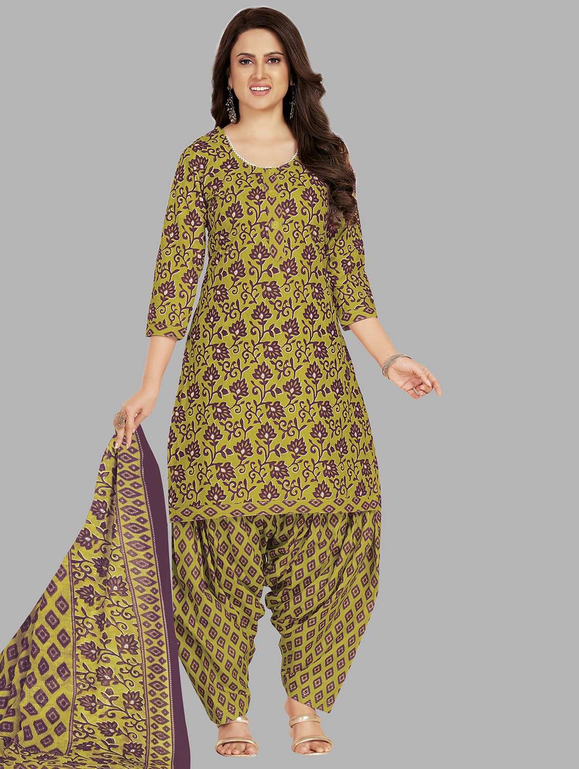 women printed unstitched salwar suit set