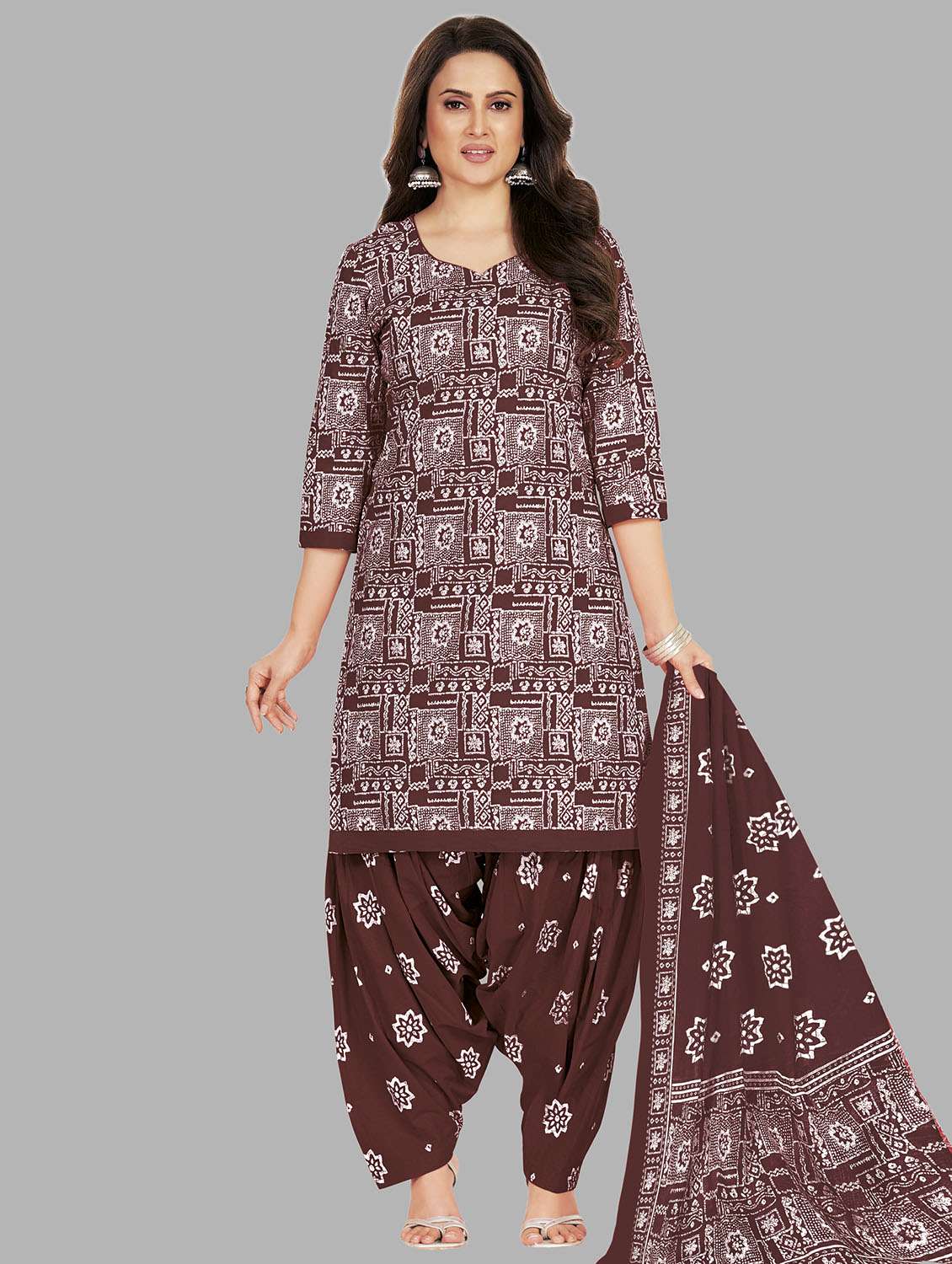 women printed unstitched salwar suit set