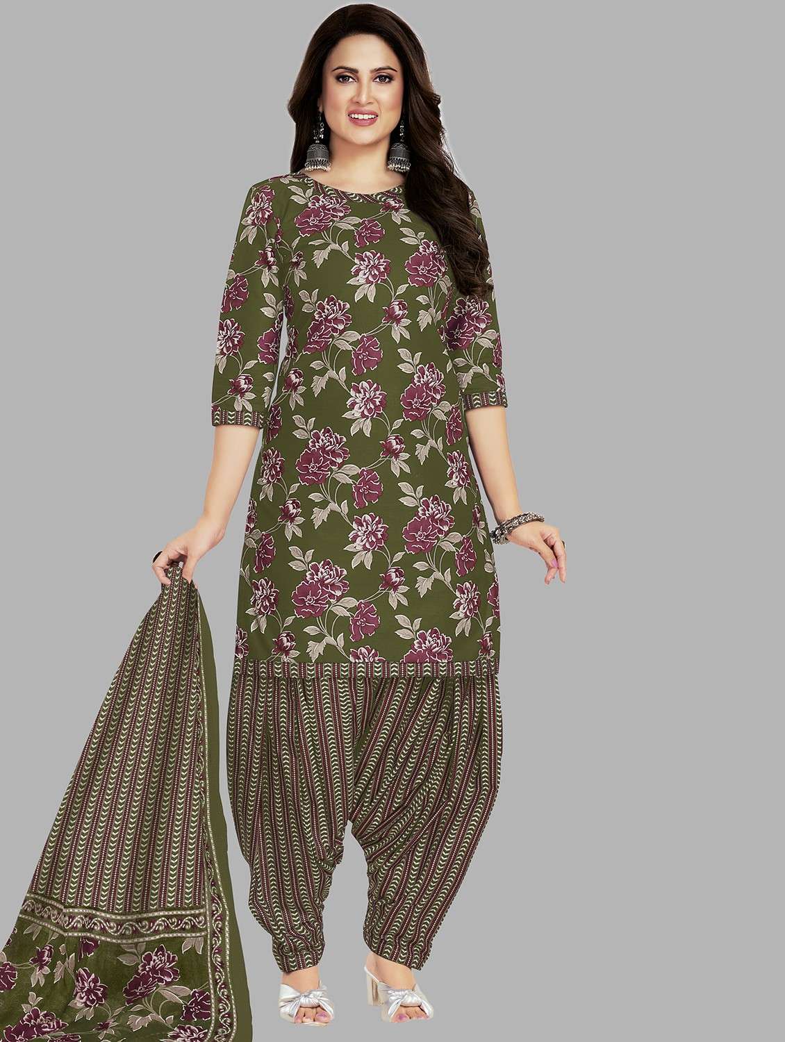 women floral printed unstitched salwar suit set