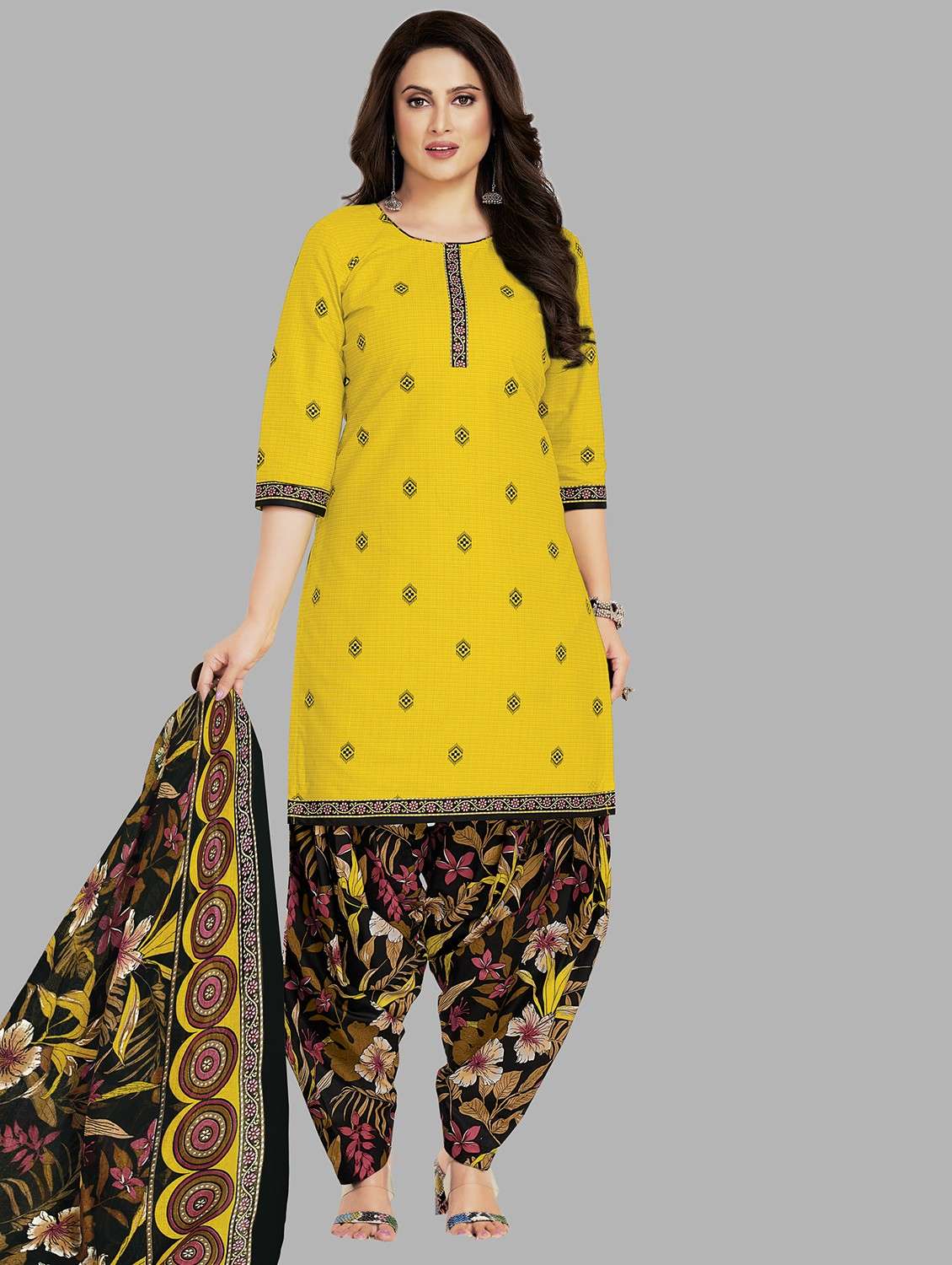 women printed unstitched salwar suit set