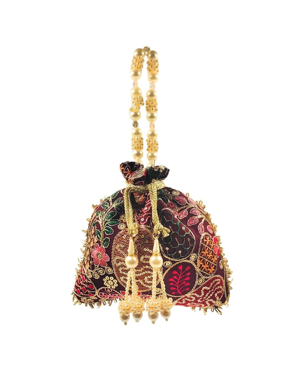 women embroidered potli bag with drawstring