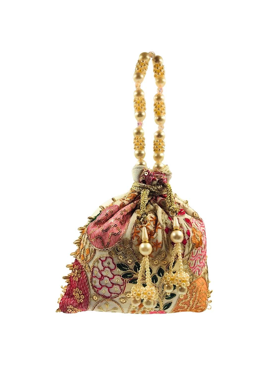 women embroidered potli bag with drawstring
