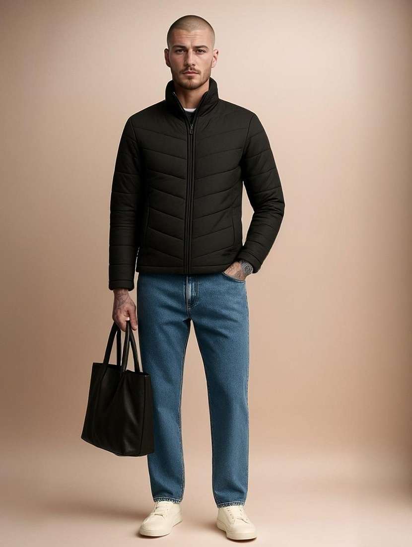 men solid long sleeve puffer jacket - 22079596 -  Standard Image - 3