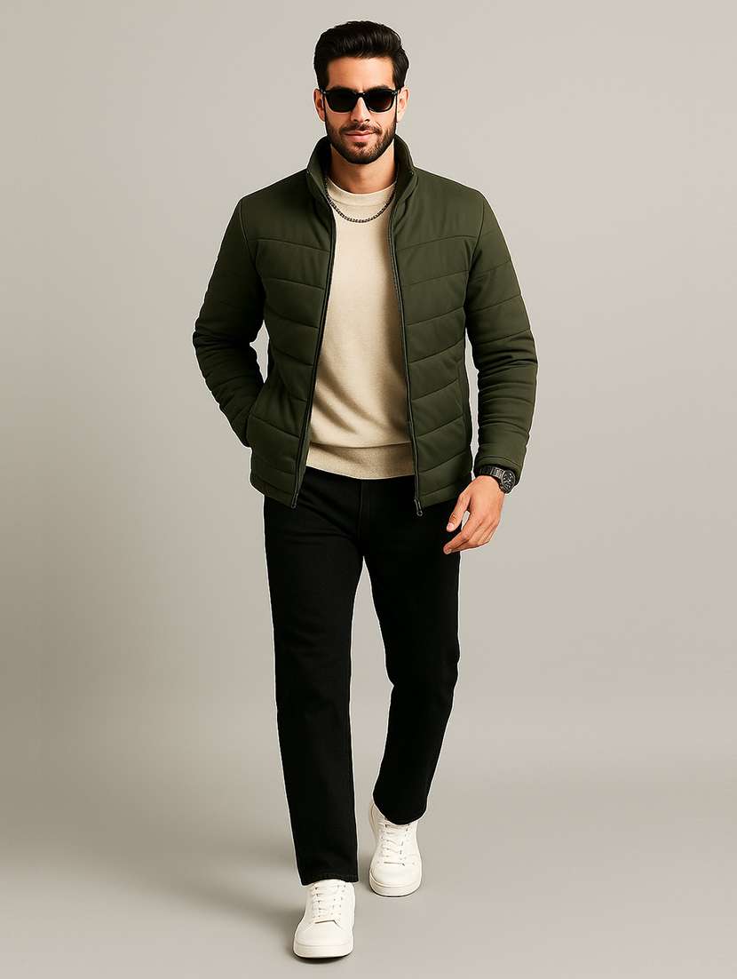 men solid long sleeve puffer jacket - 22079599 -  Standard Image - 3