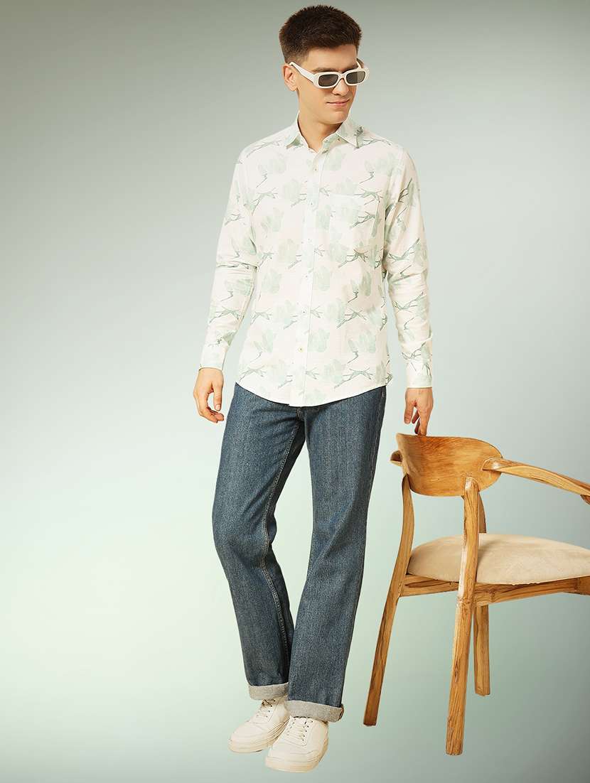 green cotton casual shirt - 22079653 -  Standard Image - 3