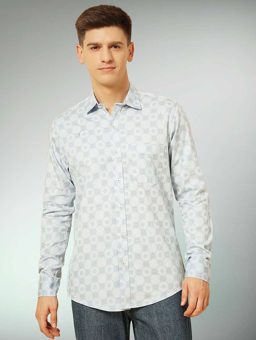 blue cotton casual shirt - 22079665 -  Zoom Image - 0