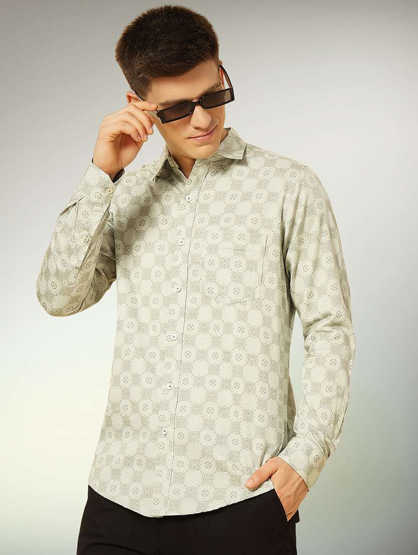 green cotton casual shirt