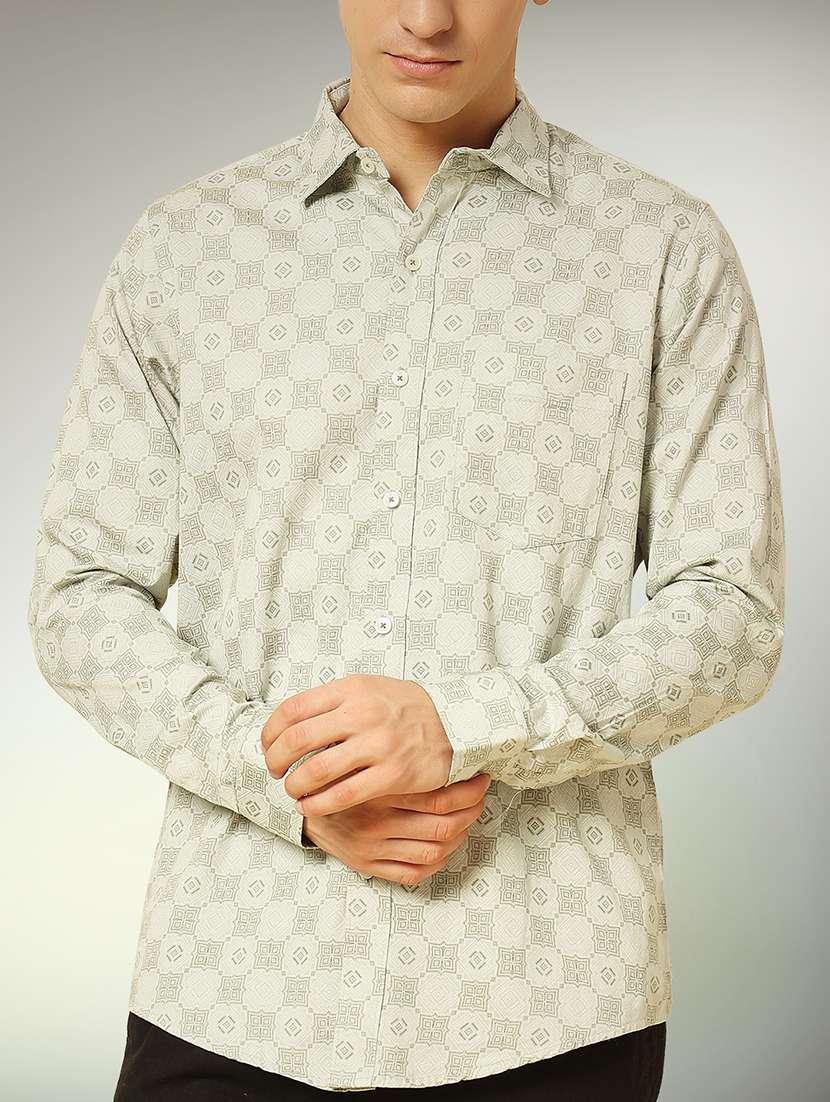 green cotton casual shirt - 22079666 -  Standard Image - 3