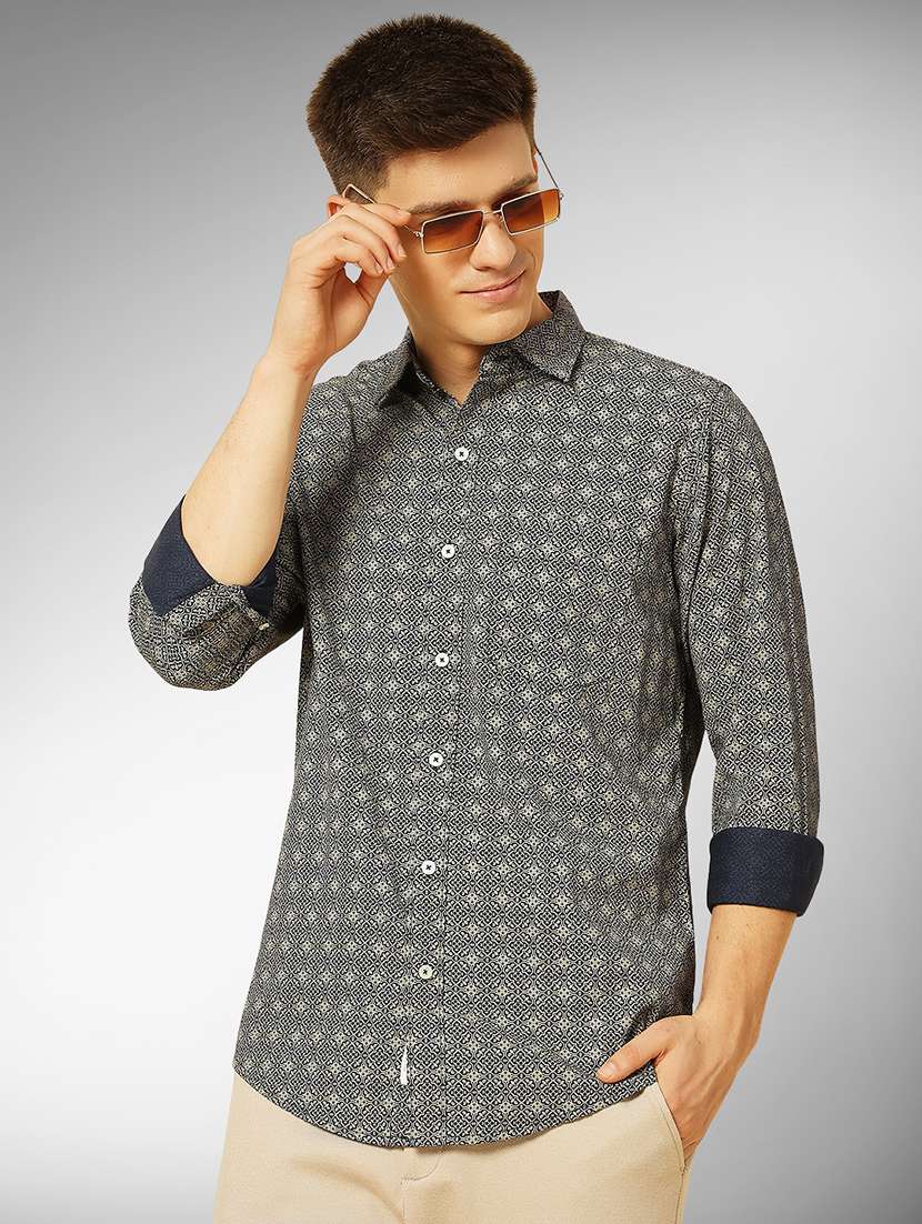 navy blue cotton casual shirt