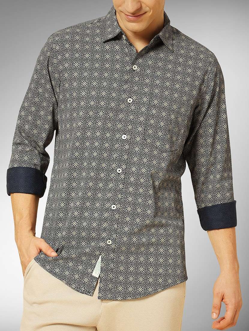 navy blue cotton casual shirt - 22079668 -  Standard Image - 3