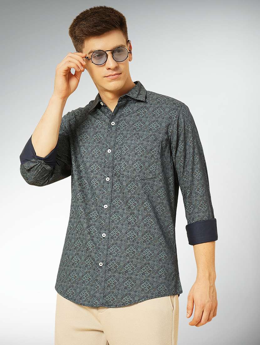 navy blue cotton casual shirt