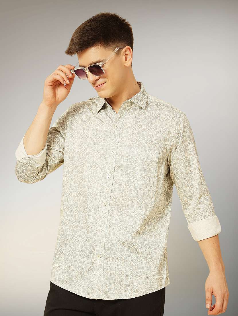 green cotton casual shirt