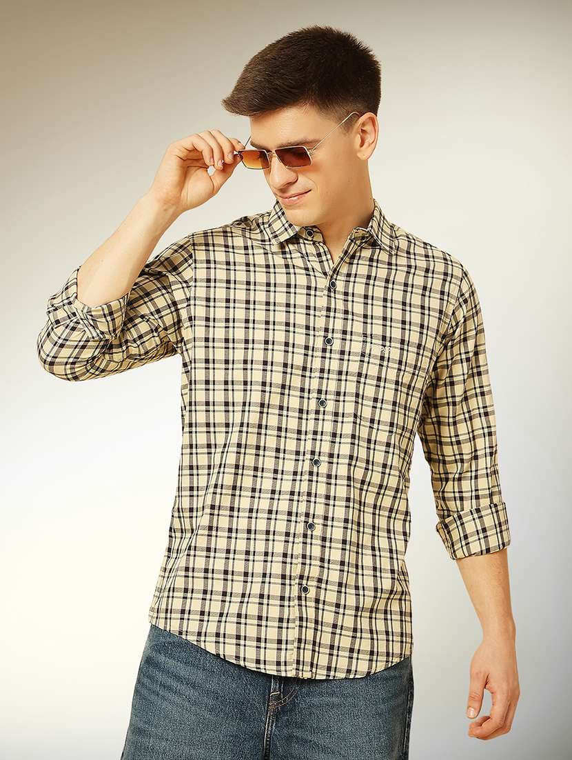men checkered long sleeve regular fit casual shirt - 22079674 -  Zoom Image - 0
