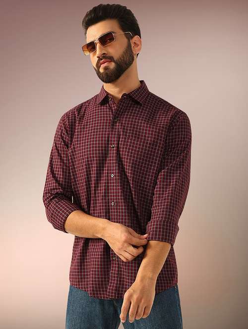 men checkered long sleeve regular fit casual shirt - 22079675 -  Standard Image - 0