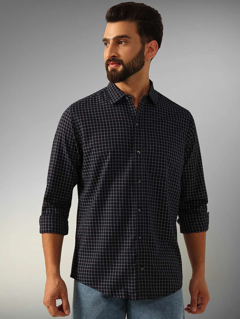 men checkered long sleeve regular fit casual shirt