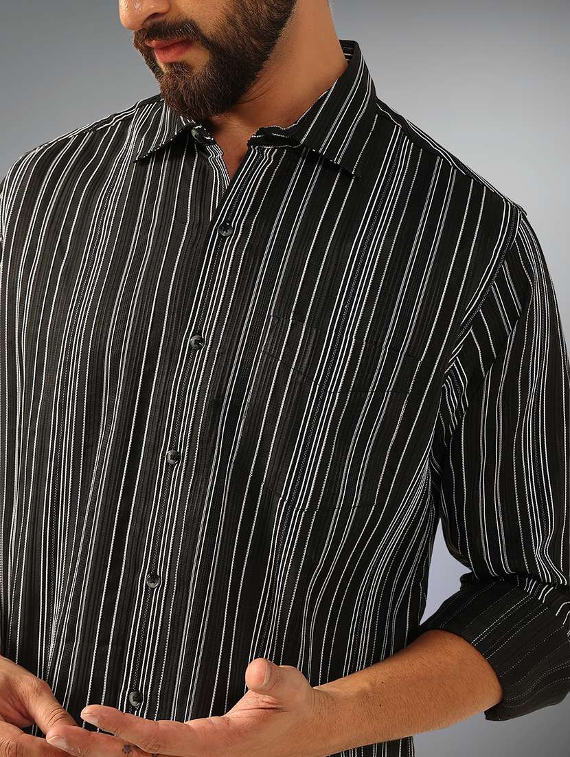 men striped long sleeve regular fit casual shirt - 22079677 -  Standard Image - 3