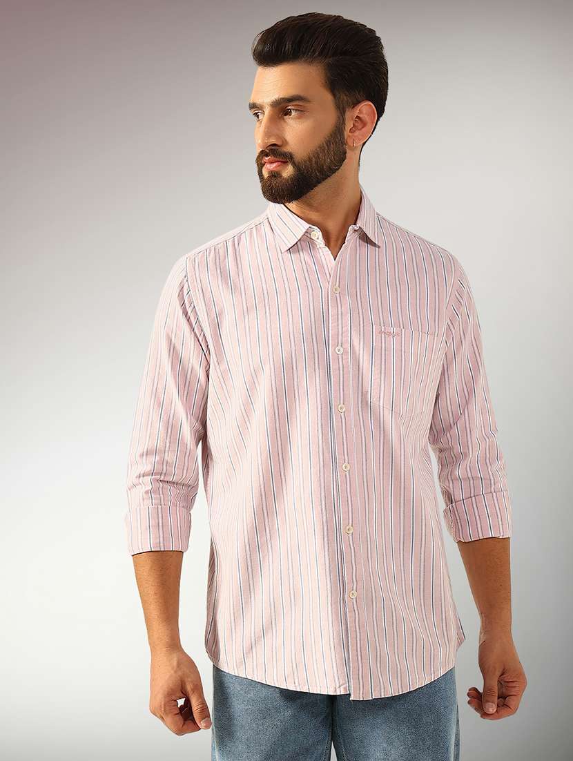 men striped long sleeve regular fit casual shirt - 22079679 -  Zoom Image - 0
