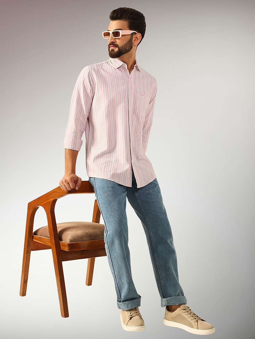 men striped long sleeve regular fit casual shirt - 22079679 -  Standard Image - 3