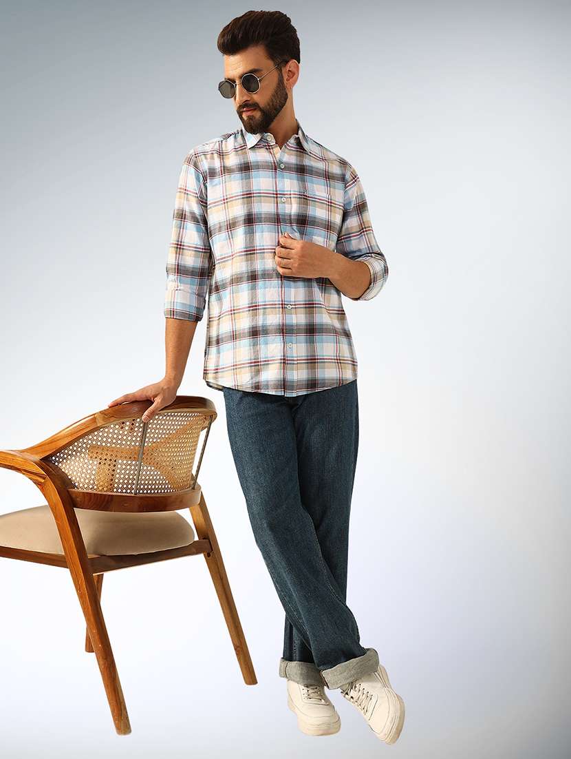 men checkered long sleeve regular fit casual shirt - 22079688 -  Standard Image - 3