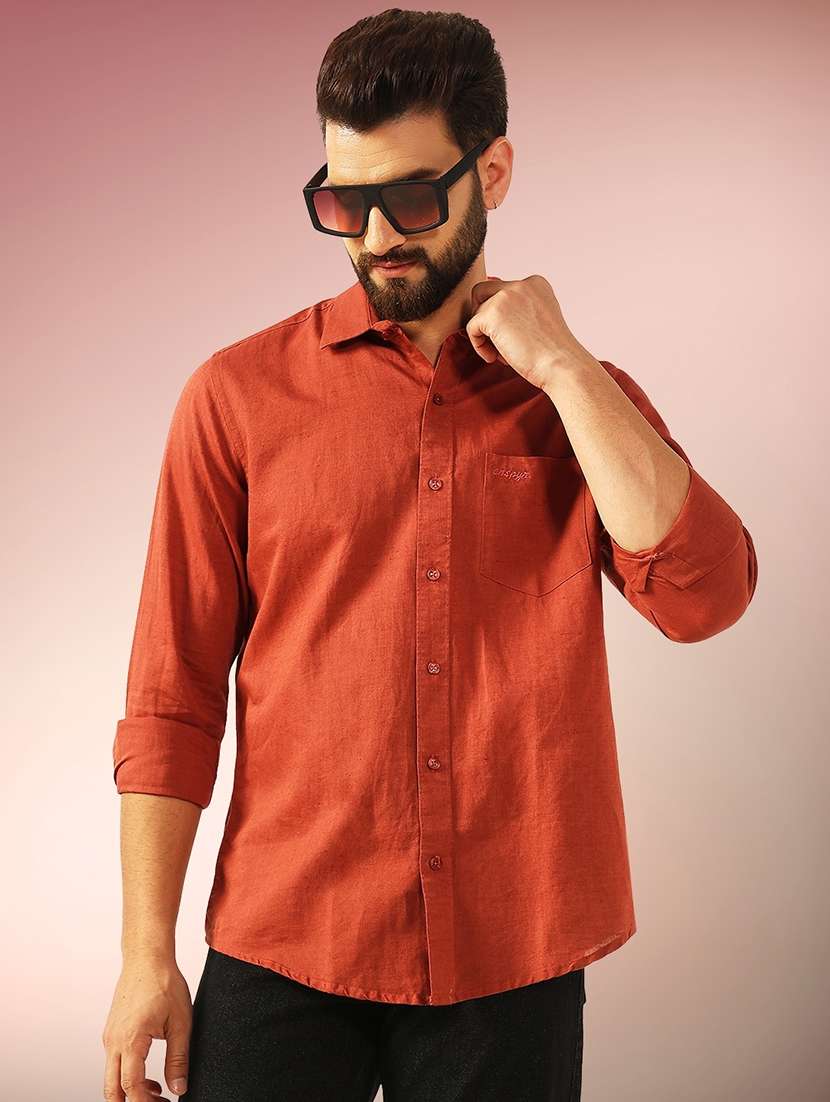 men solid long sleeve regular fit casual shirt