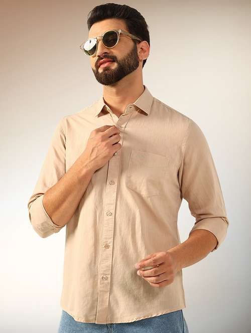 men solid long sleeve regular fit casual shirt - 22079696 -  Standard Image - 0