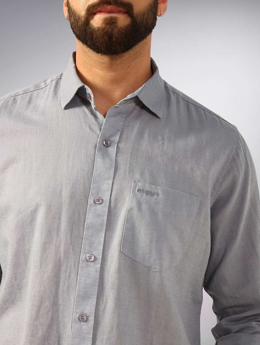 men solid long sleeve regular fit casual shirt - 22079697 - Standard Image - 3