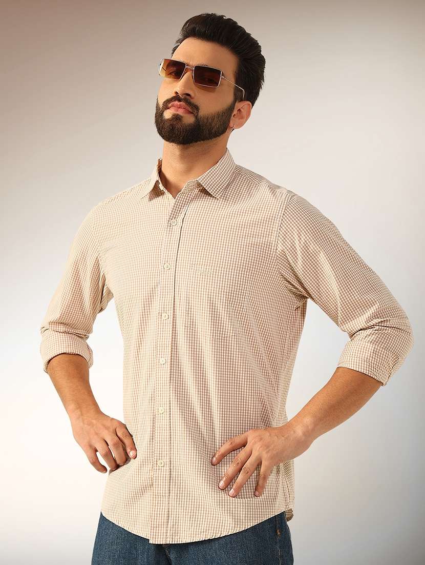 men checkered long sleeve regular fit casual shirt - 22079700 -  Zoom Image - 0