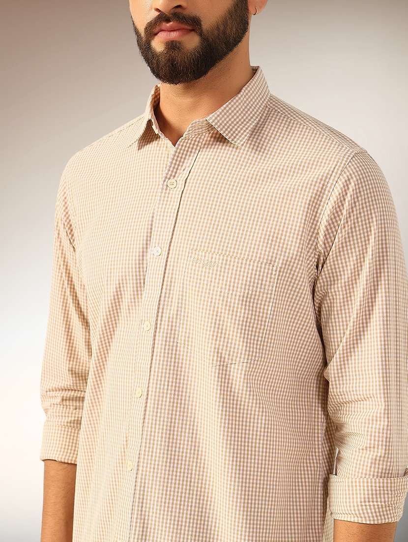 men checkered long sleeve regular fit casual shirt - 22079700 - Standard Image - 3