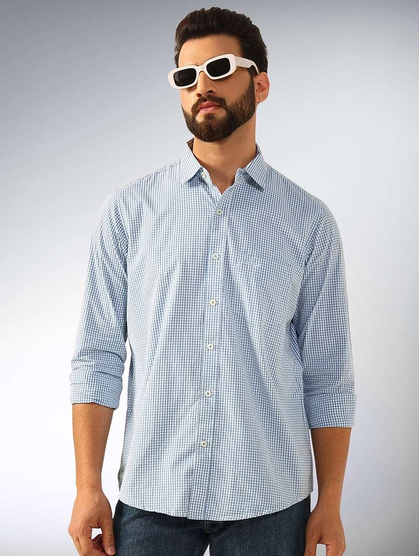 men checkered long sleeve regular fit casual shirt