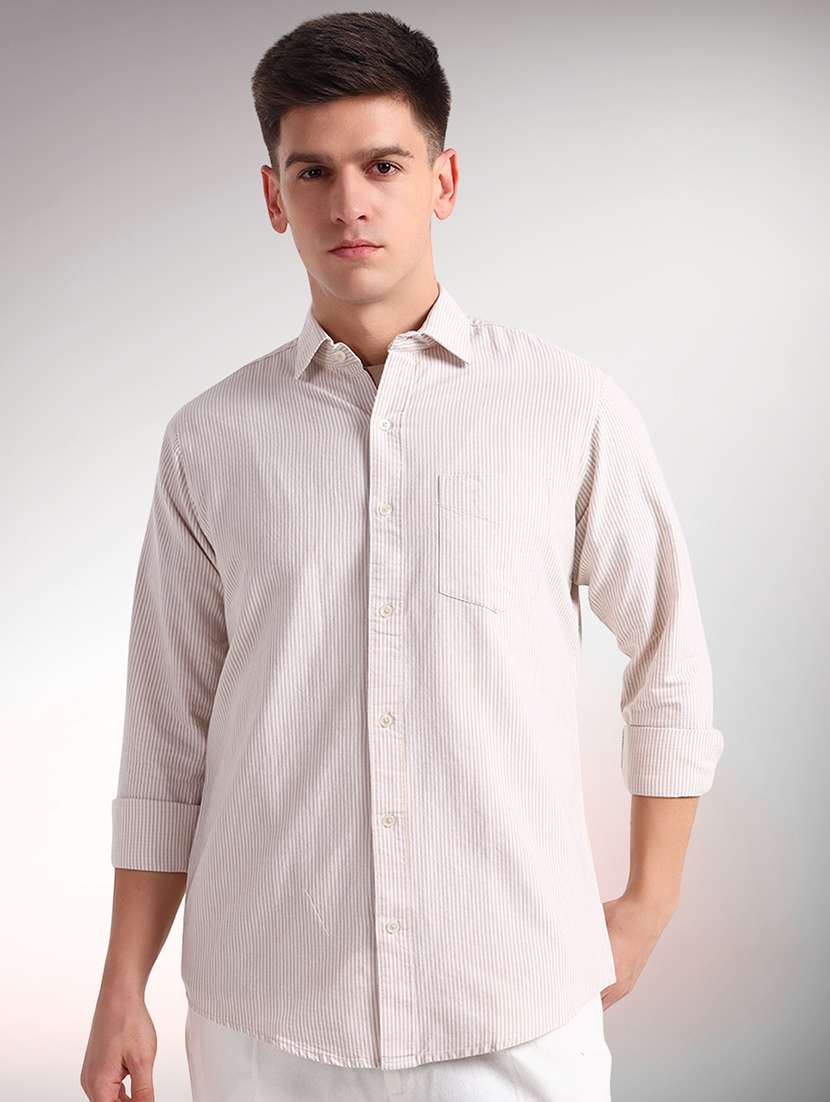 men striped long sleeve regular fit casual shirt - 22079707 -  Zoom Image - 0