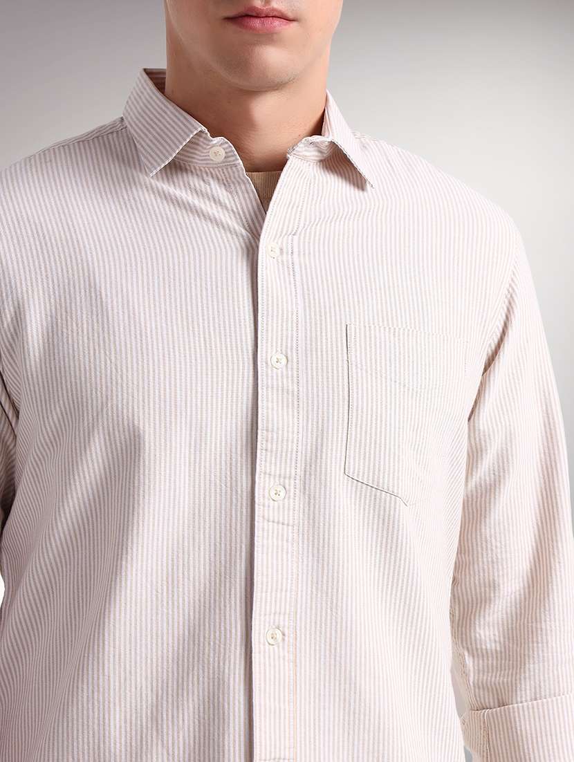 men striped long sleeve regular fit casual shirt - 22079707 - Standard Image - 3