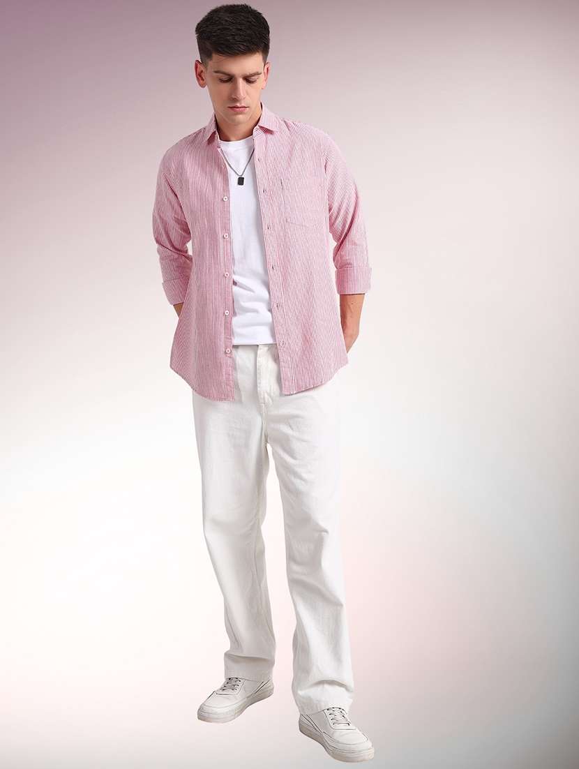 men striped long sleeve regular fit casual shirt - 22079711 - Standard Image - 3