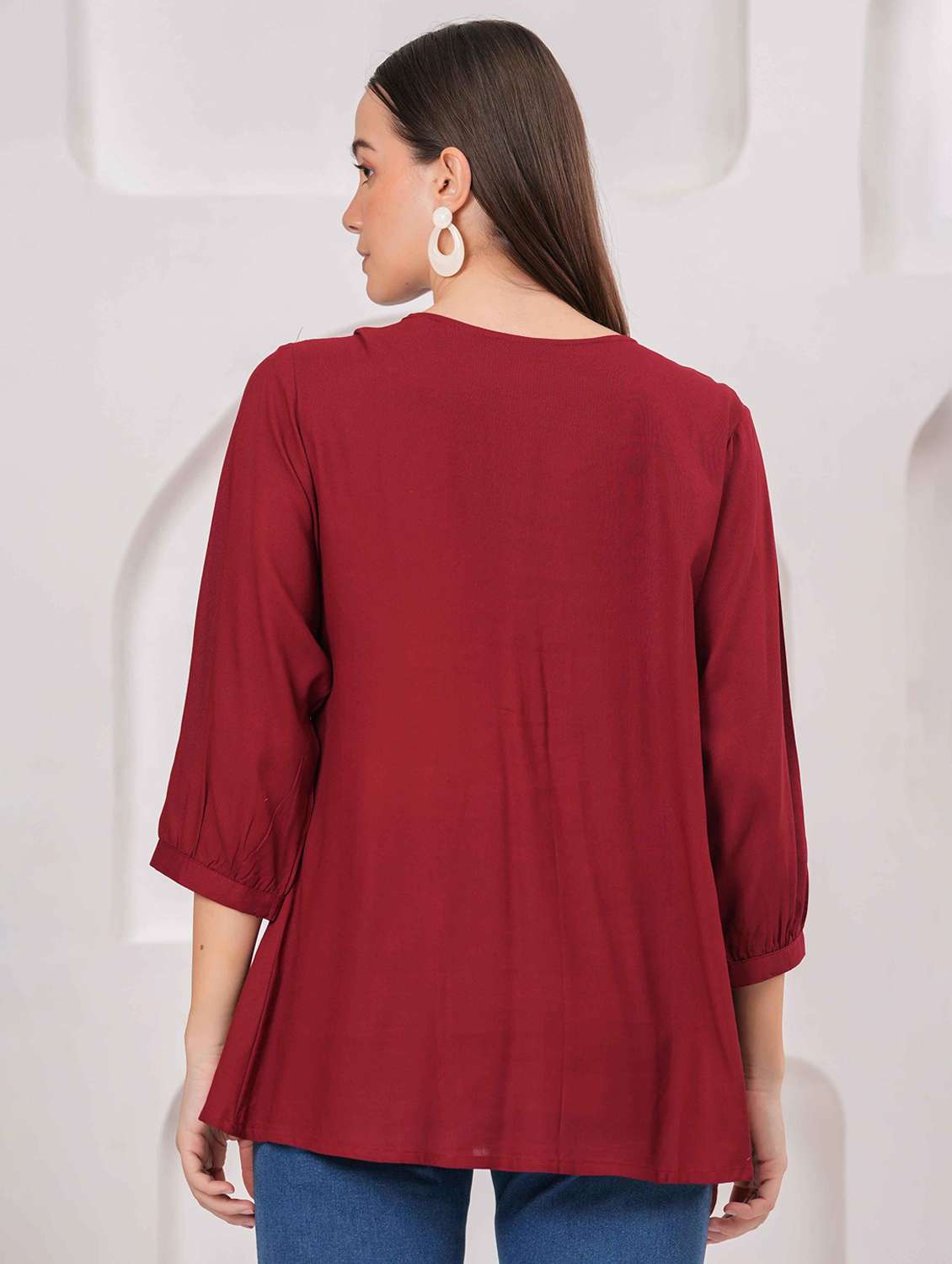 women embroidered three quarter sleeve kurti - 22079732 - Standard Image - 3