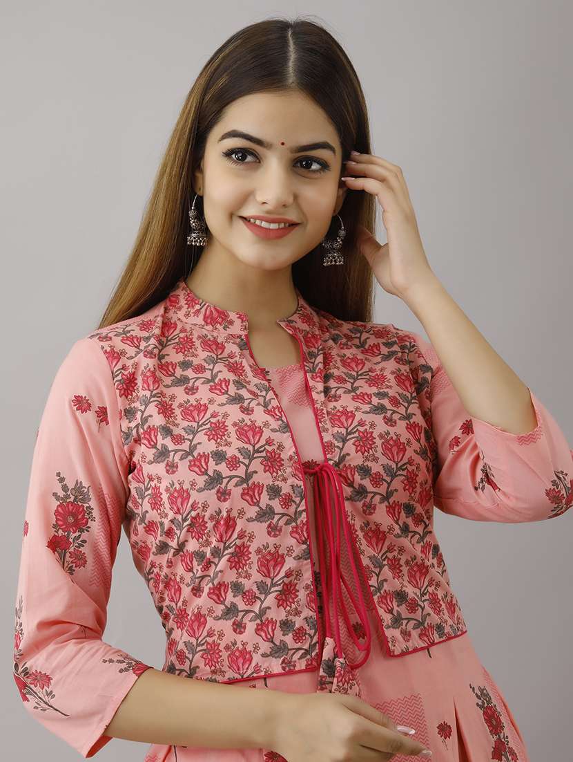 women floral printed three quarter sleeve ethnic dress - 22079754 -  Standard Image - 5