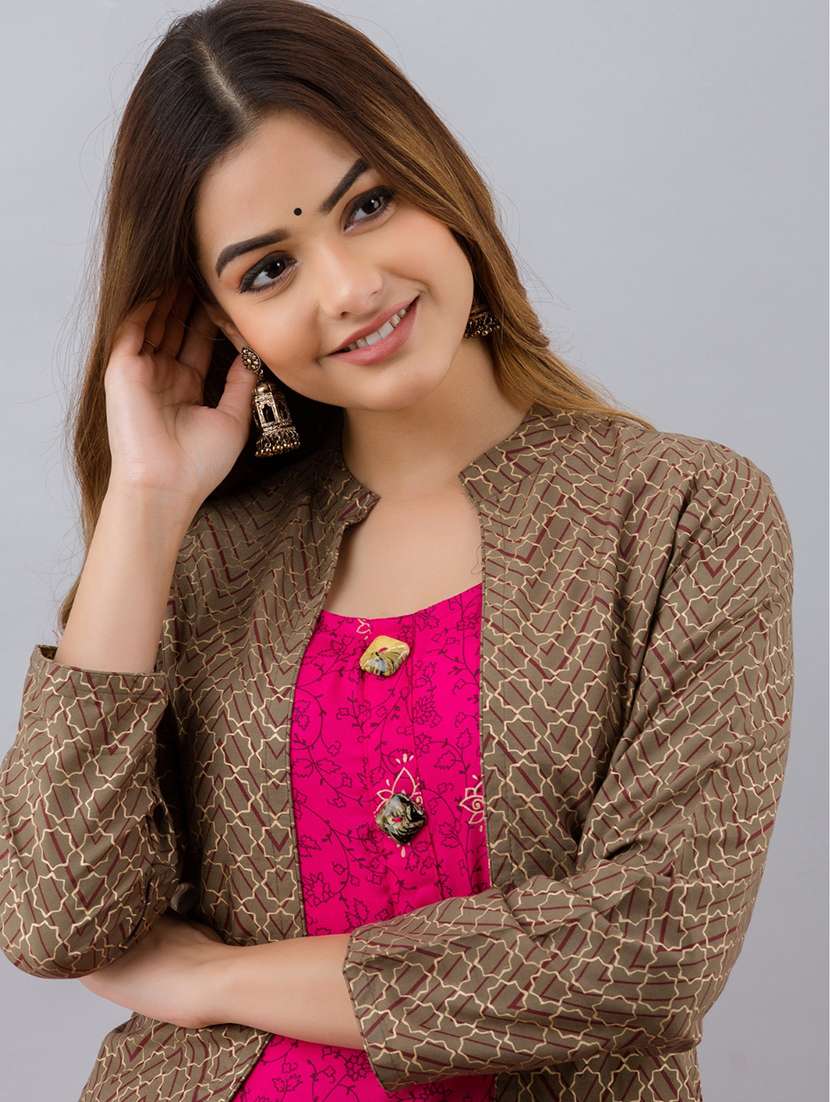 women printed long sleeve ethnic dress - 22079773 - Standard Image - 3