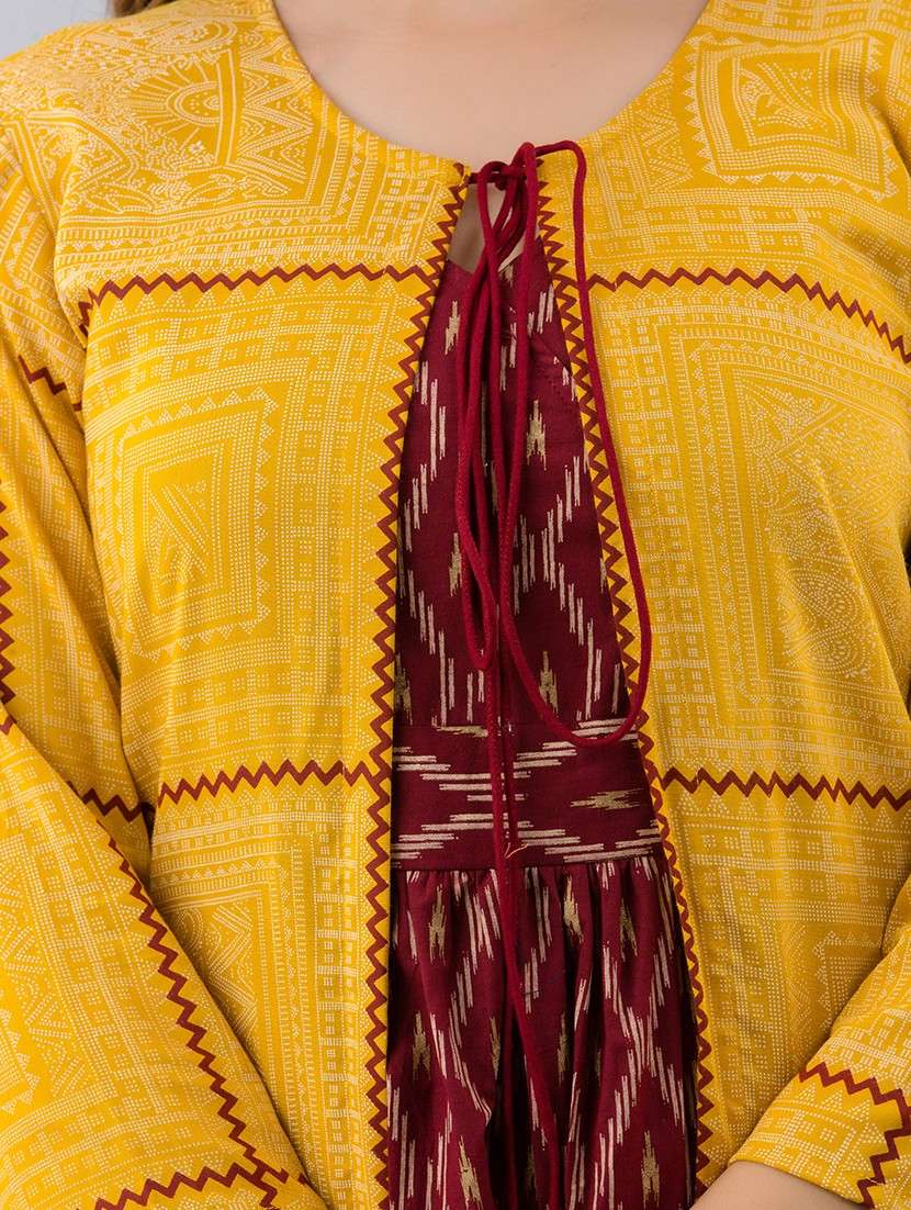 women printed three quarter sleeve ethnic dress - 22079778 - Standard Image - 5