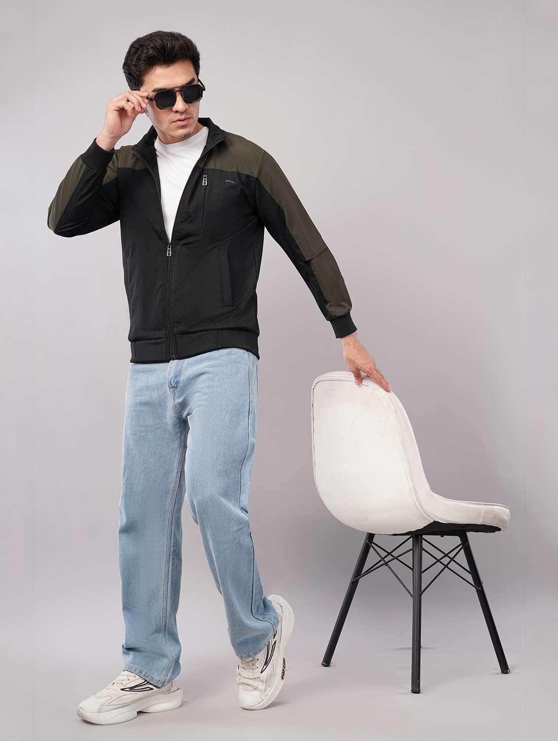 men color block long sleeve windcheater jacket - 22079780 -  Standard Image - 3