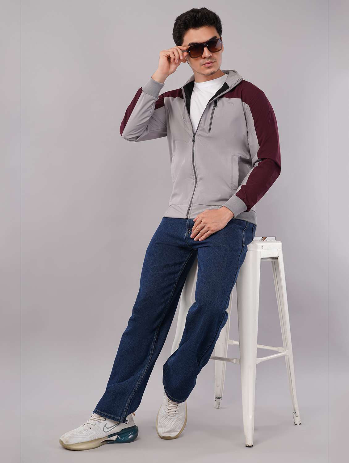 men color block long sleeve windcheater jacket - 22079781 -  Standard Image - 3