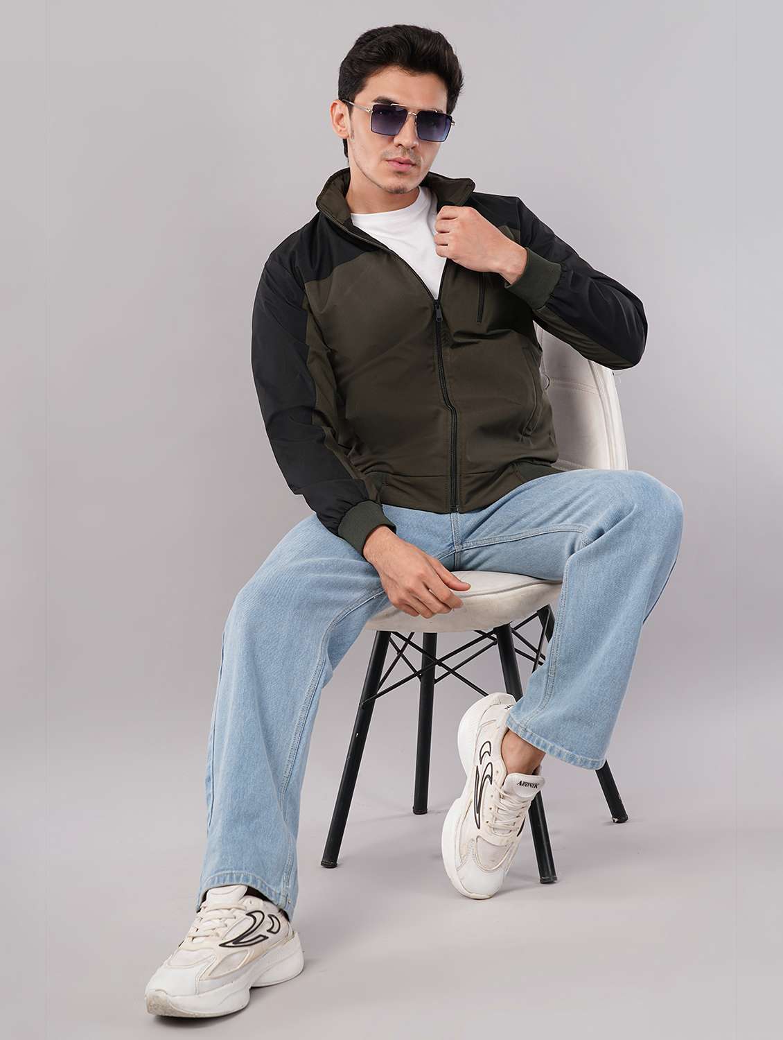 men color block long sleeve windcheater jacket - 22079783 -  Standard Image - 3