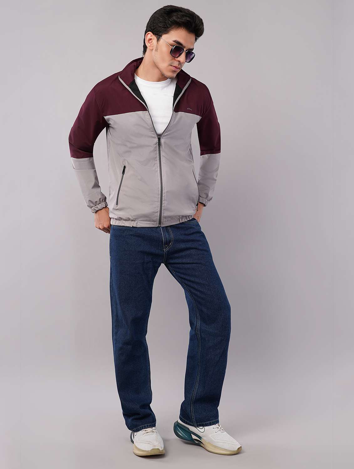 men color block long sleeve windcheater jacket - 22079784 -  Standard Image - 3