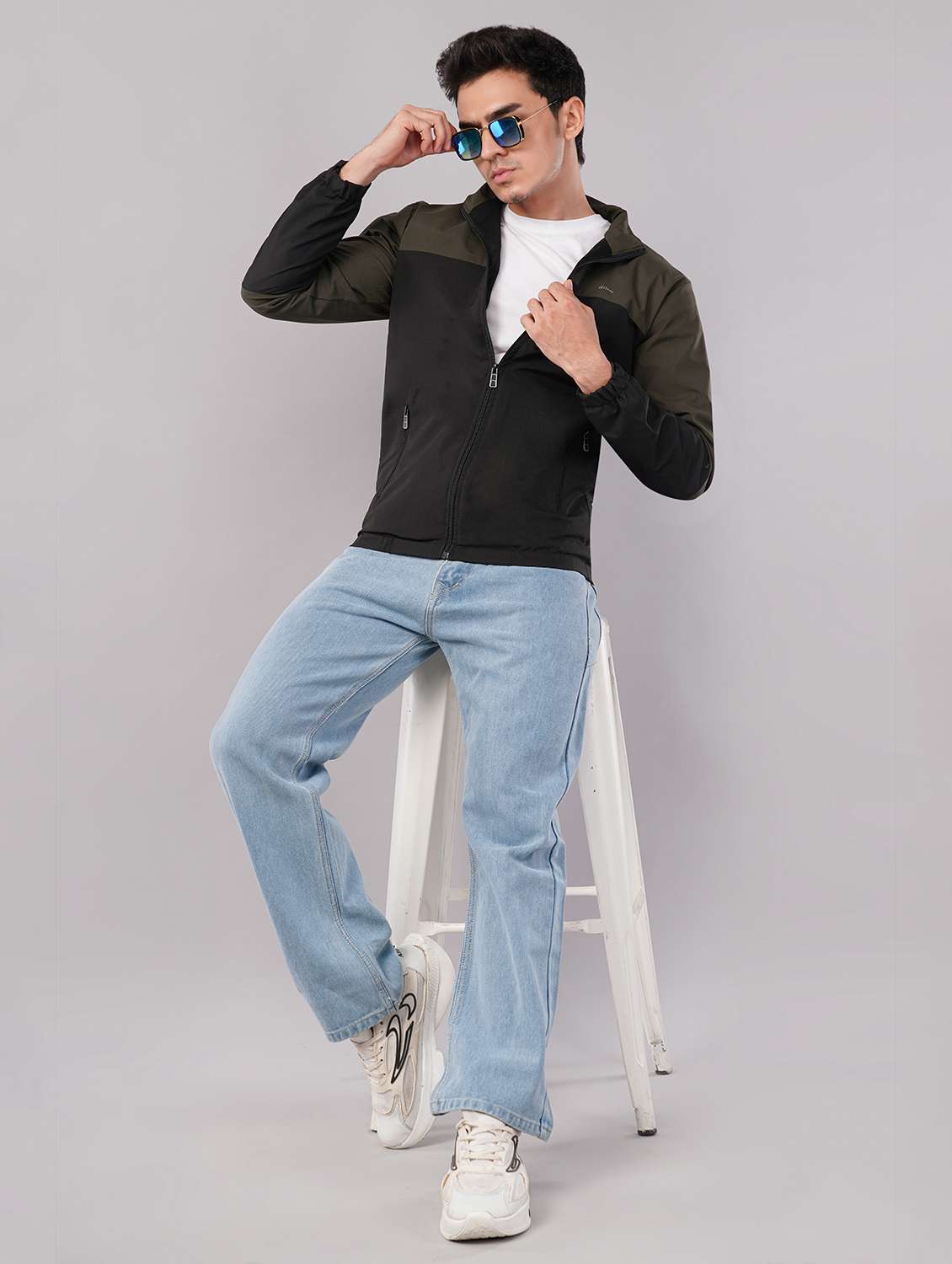 men color block long sleeve windcheater jacket - 22079786 - Standard Image - 3