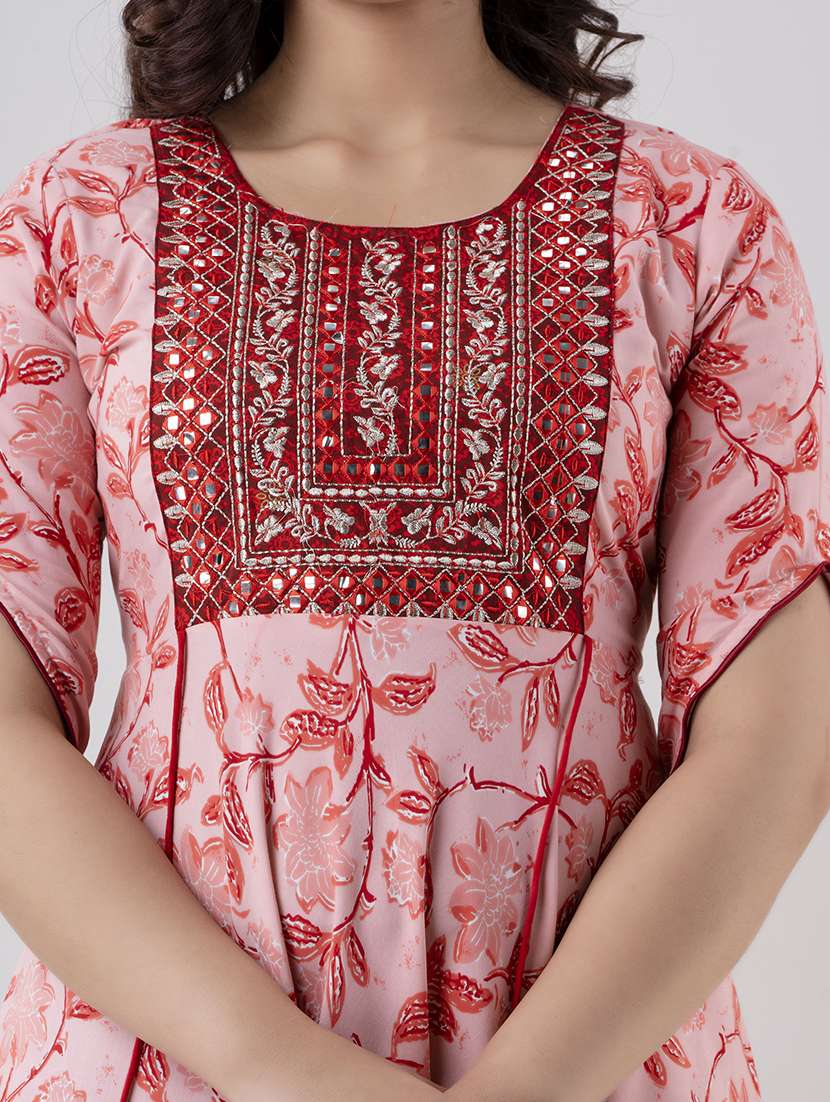 women floral printed short sleeve tiered ethnic dress - 22079788 - Standard Image - 5