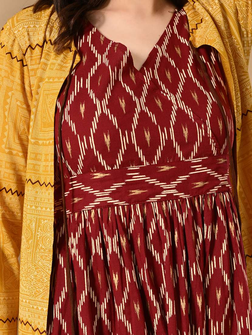 women printed three quarter sleeve ethnic dress - 22079795 - Standard Image - 5