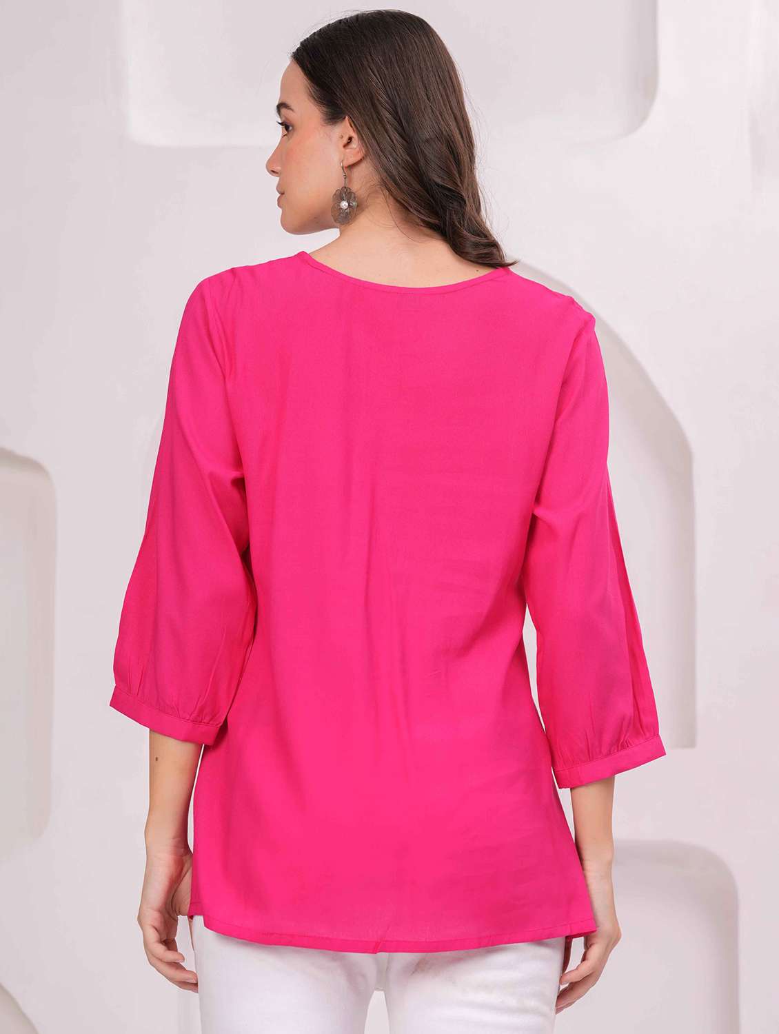 women embroidered three quarter sleeve kurti - 22079818 - Standard Image - 3